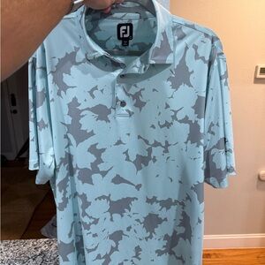 FootJoy Men's Aqua and Gray Camouflage Polo